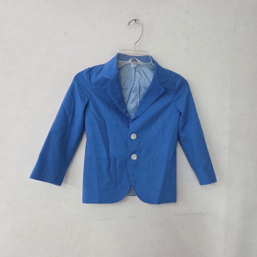 Michael James Blazer Kids 5S Blue Vintage Two Button Made‎ in USA Patch Pockets